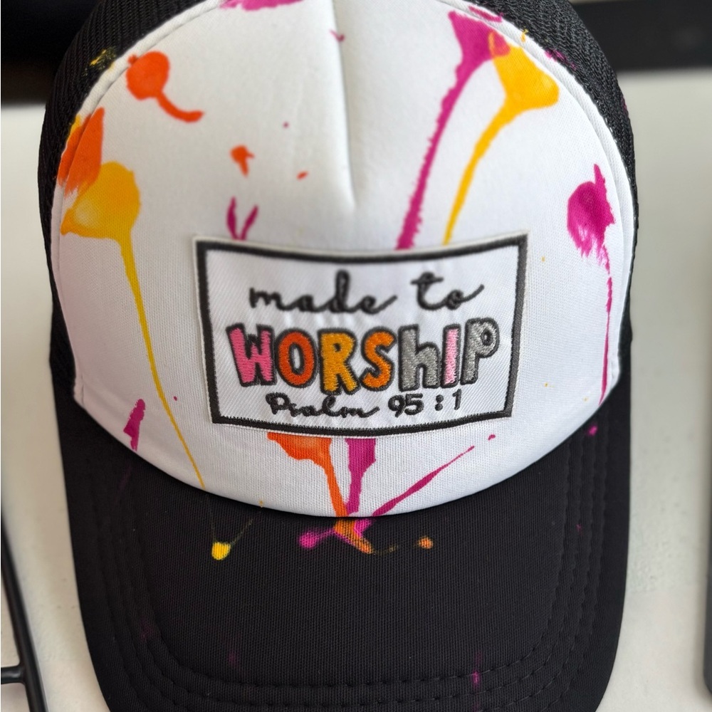 Made to Worship trucker cap- Black and Multicolor
